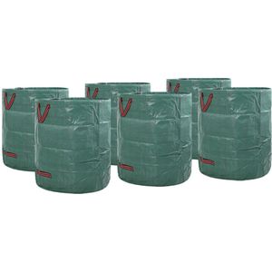 vidaXL - Tuinafvalzakken - met - Handvatten - 12 - stuks - Vouwbaar - Rond - Groen - 120 - L