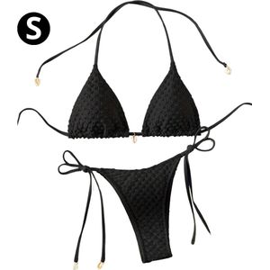 Nivard Bikini Dames - Meisjes Bikini - Badpak - Push Up - Vrouwen Badkleding - Zwemmen - Sexy Set - Top & Broekje - Zwart - Maat S