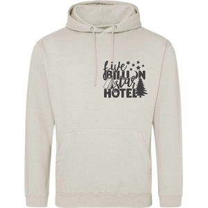 Camping hoodie - Hoodie Beige - Five billion star hotel - Dames - Maat 3XL