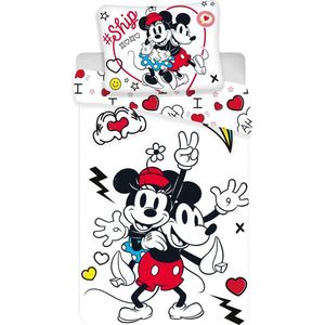 Disney Minnie Mouse Retro Heart Dekbedovertrek - Eenpersoons - 140  x 200 cm - Multi