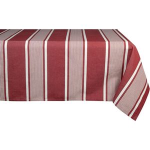 kleurmeester.nl | Tafelkleed katoen-linnen met coating Yvonne - Katoen | 165 cm x 165 cm | rood wit gestreept | Kerst tafellinnen