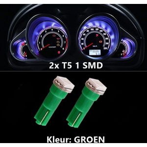 2x T5 (1 LED) GROEN  CANBus Led Lamp 2-Stuks | 5050 | T5L200G  | 205 Lumen | 12V | 1 SMD | Verlichting | W3W W1.2W Led Auto-interieur Verlichting Dashboard Warming Indicator Wig auto Instrument Lamp | Autolamp | Autolampen |