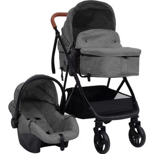 vidaXL-Kinderwagen-3-in-1-staal-lichtgrijs-en-zwart