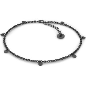SERASAR Coin Sign Sterling Zilveren Enkelbandje [Coin] - Zwart - 925 Sieraden