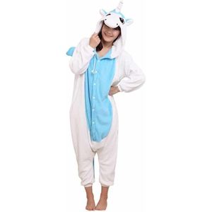 Blauwe Eenhoorn Onesie Verkleedkleding - Volwassenen & Kinderen - XS (1.40 - 1.46 cm)