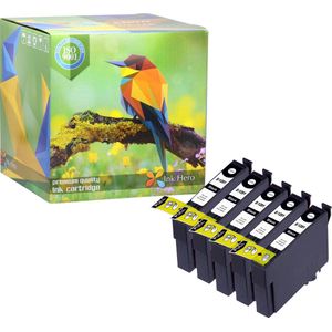 Ink Hero - 5 Zwarten - Inktcartridge / Alternatief voor de Epson T1285 T1281 Stylus Office BX305F Stylus Office BX305FW BX305FW Plus S22 SX125 SX130 SX230 SX235W SX420W SX425W SX430W SX435W SX438W SX440W SX445W SX445WE