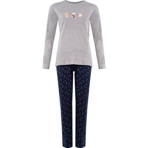 Happy Shorts Dames Kerst Pyjama Shirt + Broek Grijs / Zuurstok - Maat XL