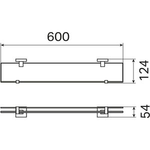 Haceka Mezzo Planchet 60x12,5x5,3 cm RVS-Look