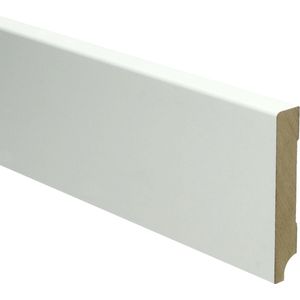 Overschilderbaar MDF Moderne plint 70x12 wit gegrond