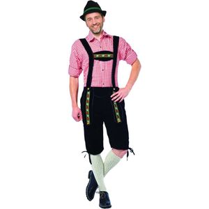 Partychimp Voordelige Lange Lederhose voor heren Oktoberfest Heren Lederhosen Man Carnavalskleding Heren - Maat S - Zwart - Polyester