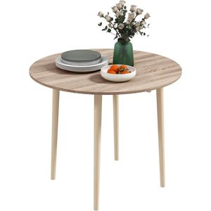 Inklapbare ronde eetkamertafel met houten poten - Ruimtebesparend en multifunctioneel (Ø 89 cm)