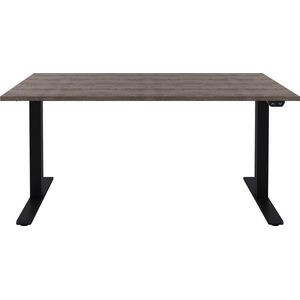 Zit sta bureau  Zit sta bureau elektrisch  Bruin eiken bureaublad  Zwart onderstel  180 x 80 cm-- blad- onderstel- x80
