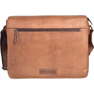Hillburry tas - Lederen Messenger tas - Akte tas - 15 inch, 16 inch, 17 Inch laptoptas - Bruin / Cognac