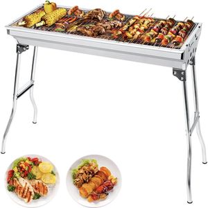 Houtskoolbarbecue, campinggrill, houtskool, opvouwbare grill, draagbare grill, voor camping, tuin, picknick, feest, 73 x 33 x 71 cm, voor 5-10 personen