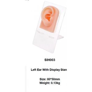 3D-Linker oor voor Sieradendisplay - Piercing-oefentool met Acrylstandaard - Siliconen oor model voor Oor-piercingpraktijk - oor-display Rekwisieten - Multifunctioneel - Realistisch Model