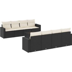 vidaXL Loungeset 9-delig - Poly Rattan - Zwart Tuinlounge Set - Lounge Set - Buitendecoratie - Buitenkamer - Garden Furniture