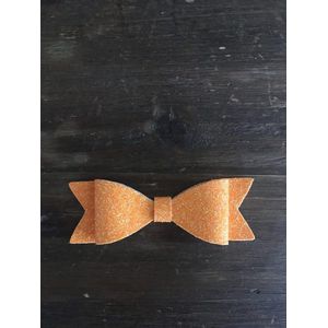 Haarspeldjes Meisje - Haarspeld Lederen Strik - Haaraccessoires Meisje - Krokodillenklem Kind - Haarknipjes Meisje - Glitter Oranje