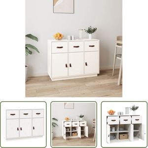 The Living Store Dressoir Grenenhout - 100x40x75cm - Wit