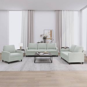 vidaXL Loungeset - 3-delig - Fluweel - Lichtgrijs Loungeset - Fluweel Sofa - Grijze Bank - 2 Persoons Bank - 3 Persoons Bank