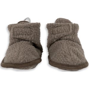 Lodger - Babyslofjes teddy - Fleece - 3-6 maanden - Bruin - Klittenband