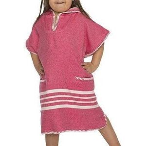 Kinder Strandponcho Hamam Fuchsia - 8-9 jaar - - jongens/meisjes/unisex pasvorm - poncho handdoek voor kinderen met capuchon - zwemponcho - badcape - badponcho