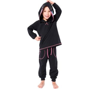 Ladeheid Kinderen Pyjama - met Capuchon - Lange mouwen - Lange broek - Katoen - LA-LA40-236-PJ - Zwarte Pavian - 110-116