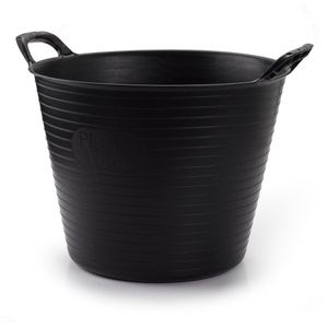 4x stuks flexibele emmer/wasmand zwart 25 liter - Opbergmanden - 42 x 38 x 33 cm - Flexibele emmers