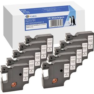 Labeltape Set van 10 stuks G&G BB-D-G-45013-10 Compatibel vervangt DYMO 45013 Tapekleur: Wit Tekstkleur: Zwart 12 mm 7