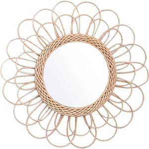 Wandbehang spiegel rotan zonnebloemen cirkel muur spiegel decor boho vlechtwilg cosmetische tafel make-up spiegel