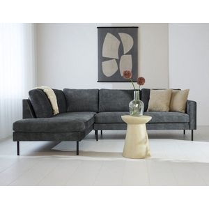 DeGeBe Hoekbank Gaya velvet antraciet links - Stof - Industrieel - 247 x 195 x 84 cm