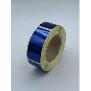 Blauwe Sluitsticker - 250 Stuks - rechthoek 21x48mm - hoogglans - metallic - sluitzegel - sluitetiket - chique inpakken - cadeau - gift - trouwkaart - geboortekaart - kerst
