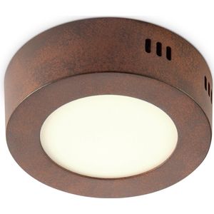 Home Sweet Home - Industriële LED Plafondlamp Ska - Roest - 12/12/3.6cm - Rond - LED geïntegreerd - 6W 500lm 3000K - warm wit licht - plafonniere gemaakt van metaal