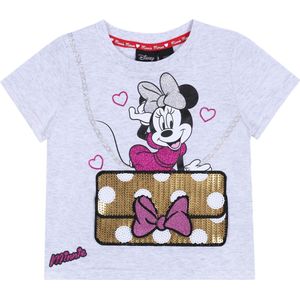 Lichtgrijs t-shirt met paillettenzakje Minnie Disney
