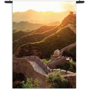 Velours Wandkleed De Chinese muur Rechthoek Verticaal XXL (250 X 180 CM) - Wandkleden - Met roedes