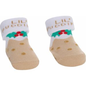 Festive Socks Sokjes Kerst ""Lil' Pudding"" Kerstmis Unisex 0-6 Maanden In Organza Gift Bag / Geschenkverpakking B988