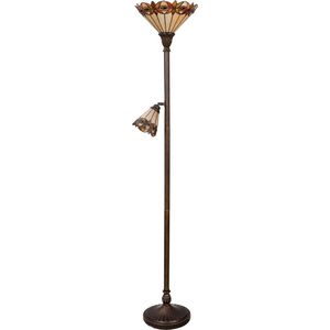 Metalen en Glazen Vloerlamp met kap compl. 176* doorsnede: 35+ doorsnede: 14cm 2xE27 max60w 1xE14 M multi