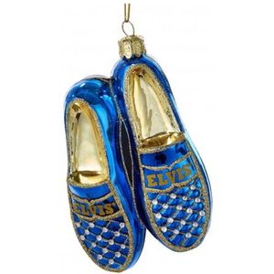 Elvis Presley Blue Suede Shoes Glazen Kerst Ornament