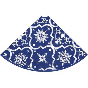 The Living Store Kerstboomrok - Blauw - 150 cm diameter - Met sneeuwpatroon - Inclusief kerstsok