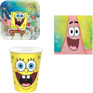 Nickelodeon - Spongebob - Feestpakket - Kinderfeest - Verjaardag - Themafeest - Servetten - Bordjes - Bekers.