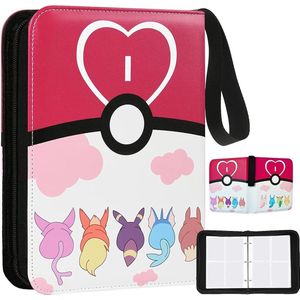 Verzamelalbum voor kaarten 50 pagina's - Capaciteit 400 kaarten - PU-leer, draagbaar en waterdicht - Voor kinderen meisjes roze