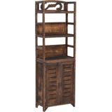 vidaXL Wandkast - 46x24x140 cm - Massief Paulowniahout Vitrinekast - Wandkast - Houtmeubilair - Donkere Kleuren - Vintage Stijl