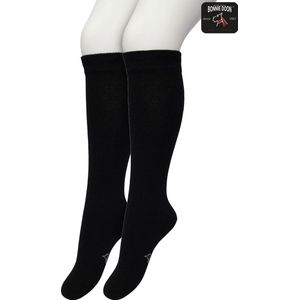 Bonnie Doon Kinder Kniekousen Zwart maat 19/22 - 2 paar - Kinderkniekousen - 2-pack - Multipack - Uitstekend draagcomfort - Cotton Knee High - Zakt niet af - Effen - Kids Kousen - Kinderen - Black - OL8335022.101