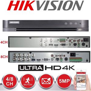 Hikvision CCTV-beveiligingssysteem, 8 kanalen, 5 MP, 7 x LTS-camera's, 4K-resolutie, DS-7208HUHI / K1 DVR + 2 TB HDD (complete set + 7 x camera's + 2 TB)