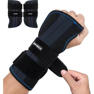 Polsbandage met afneembare metalen railstabilisator - zachte polsspalken voor carpaal tunnel tendinitis artritis - linker- en rechterhand - maat L