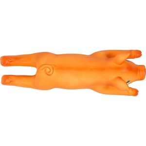 Duvo+ Latex Piepend Varken – Hondenspeeltje – Oranje – 24cm