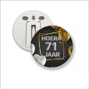 Button Met Clip 58 MM - Hoera 71 Jaar
