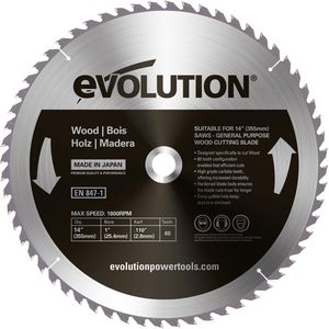 EVOLUTION - ZAAGBLAD HOUT - 355 X 25.4 X 2.8 MM - 60 T