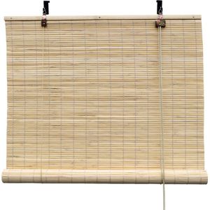 Bamboebaas® bamboe rolgordijn Fedde - Naturel - 80x160 cm - Natuurlijke look - Zonwerend - Duurzaam bamboe - Lichtdoorlatend - Geschikt voor binnen en buiten - Eenvoudige montage