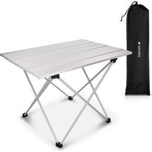 Navaris campingtafel - Inklapbaar campingtafeltje van aluminium - Opvouwbare tafel inclusief draagtas - Picknicktafel - Zilver