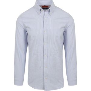Suitable - Overhemd Oxford Strepen Lichtblauw - Heren - Maat XXL - Slim-fit
